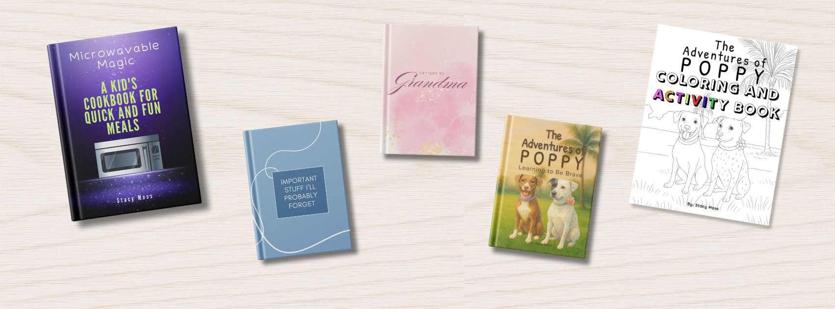 multiple books on wood texture background