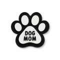 Paw-shaped decorative item with 'DOG MOM' text on a white background
