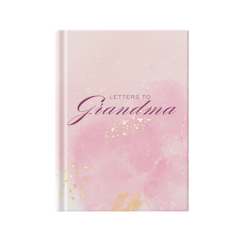 Book titled 'Letters to Grandma' with a pink watercolor cover on a white background