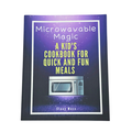 Book titled 'Microwavable Magic: A Kid's Cookbook for Quick and Fun Meals' with a purple cover and microwave illustration.